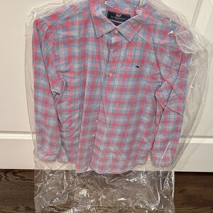 Vineyard Vines Pink and Blue Plaid Dress Shirt